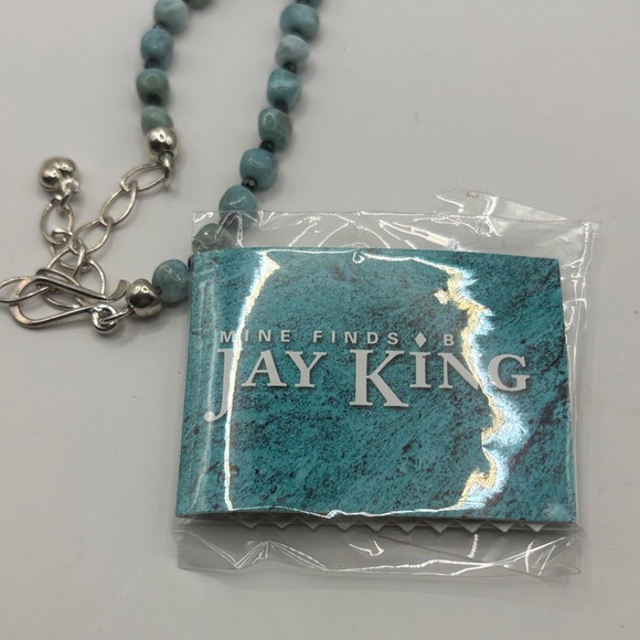 Jay King Mine Finds Larimar & Black Spinel Beaded Necklace Sterling Clasp - Picture 2 of 4